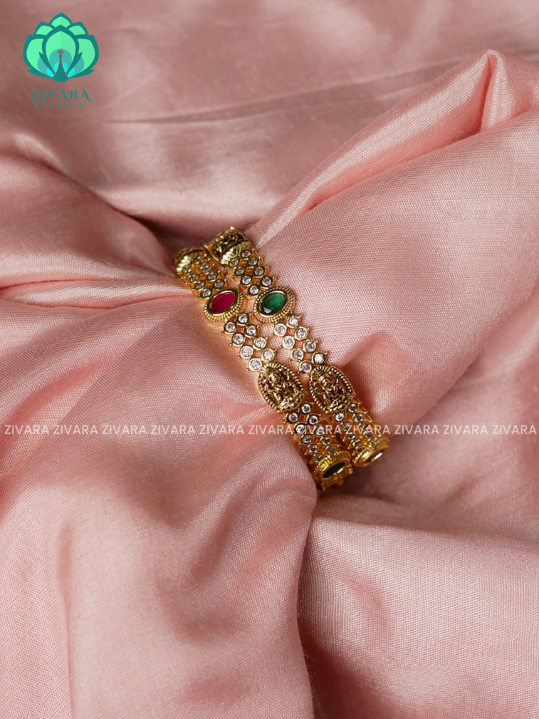 2 PIECE temple -Premium gold  FINISH bangles- latest jewellery collection- Zivara Fashion