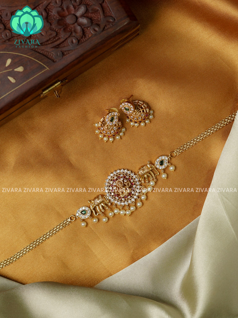 TEMPLE AND ELEPHANT -TRADITIONAL CHOKER COLLECTION WITH EARRINGS- LATEST JEWELLERY COLLECTION