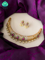 Regal motif free neckwear with earrings - latest jewellery designs- Zivara Fashion
