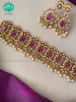 Elegant stone choker with earring - latest pocket friendly south indian jewellery collection