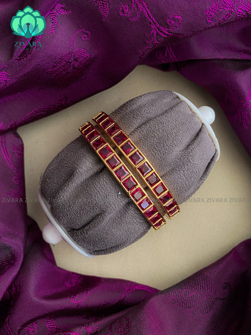 2 piece Motif free real kemp bangles- latest south indian fashion jewellery