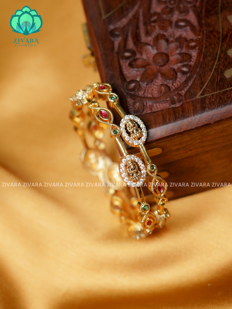 2 PIECE TEMPLE OVAL MOTIF -Premium GOLD FINISH bangles- latest jewellery collection- Zivara Fashion
