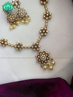 Elegant stone Neckwear with earrings- CZ Matte Finish- Zivara Fashion