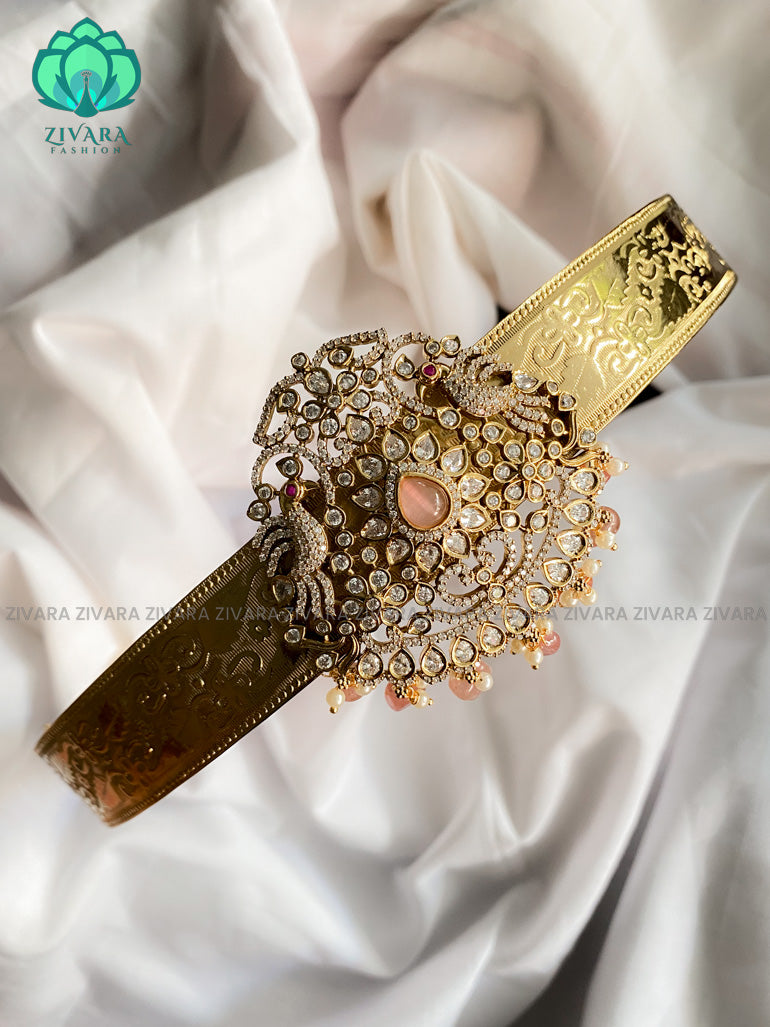 Cz matte antique victoria pendant bridal hipbelts (27 to 38 inches )  - latest bridal collection