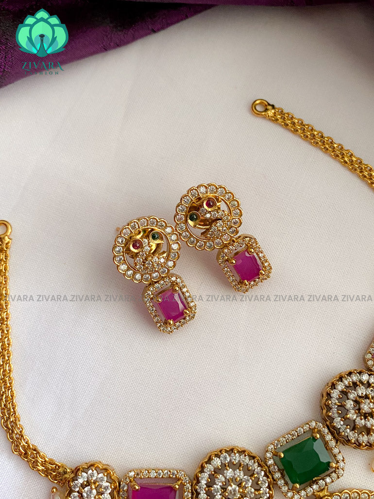 Circle pendant choker with earrings-Swarna- latest pocket friendly south indian jewellery collection