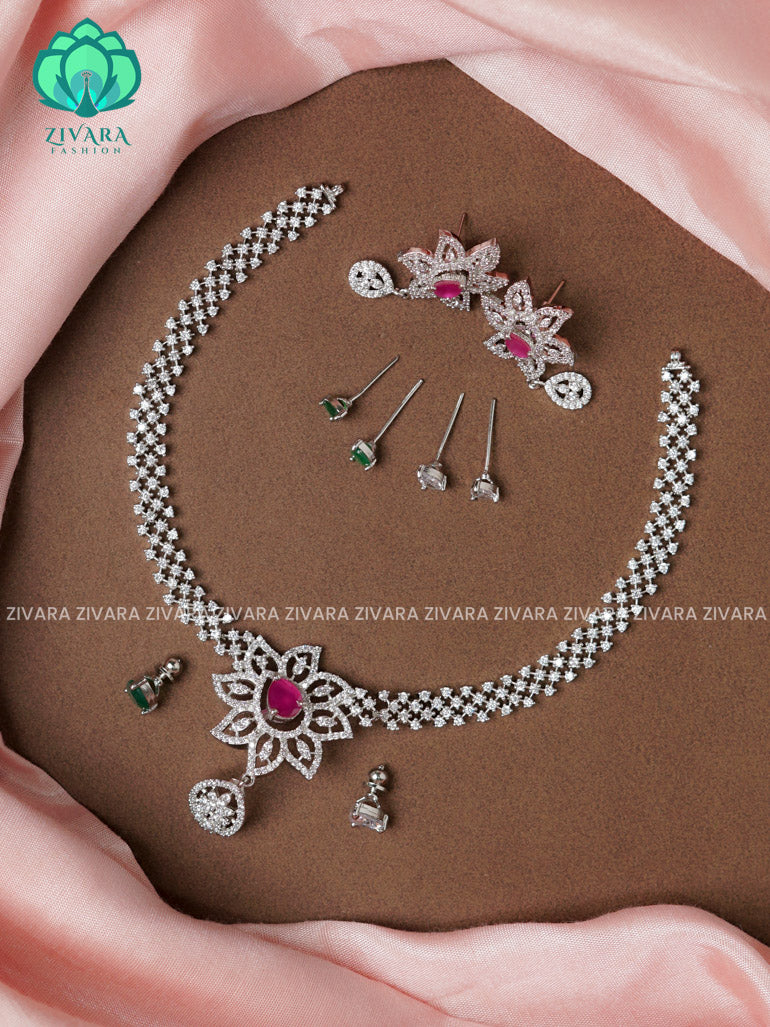 SILVER Interchangable hotselling NECKWEAR with earrings - latest pocket friendly south indian jewellery collection