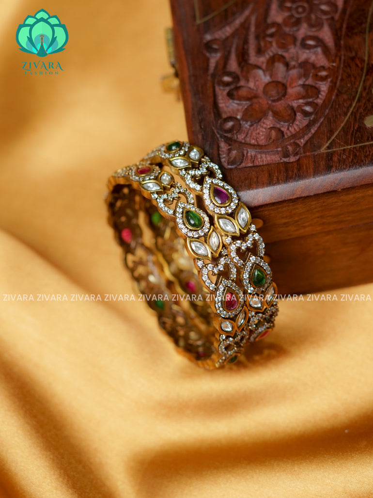 TEAR STONE -Premium VICTORIA DARK  finish bangles- latest jewellery collection- Zivara Fashion