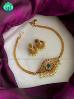 Cute and kids exclusive real kemp choker with earrings-Swarna- latest pocket friendly south indian jewellery collection