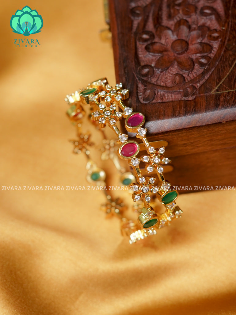 2 PIECE SNOWFLAKE -Premium GOLD FINISH bangles- latest jewellery collection- Zivara Fashion