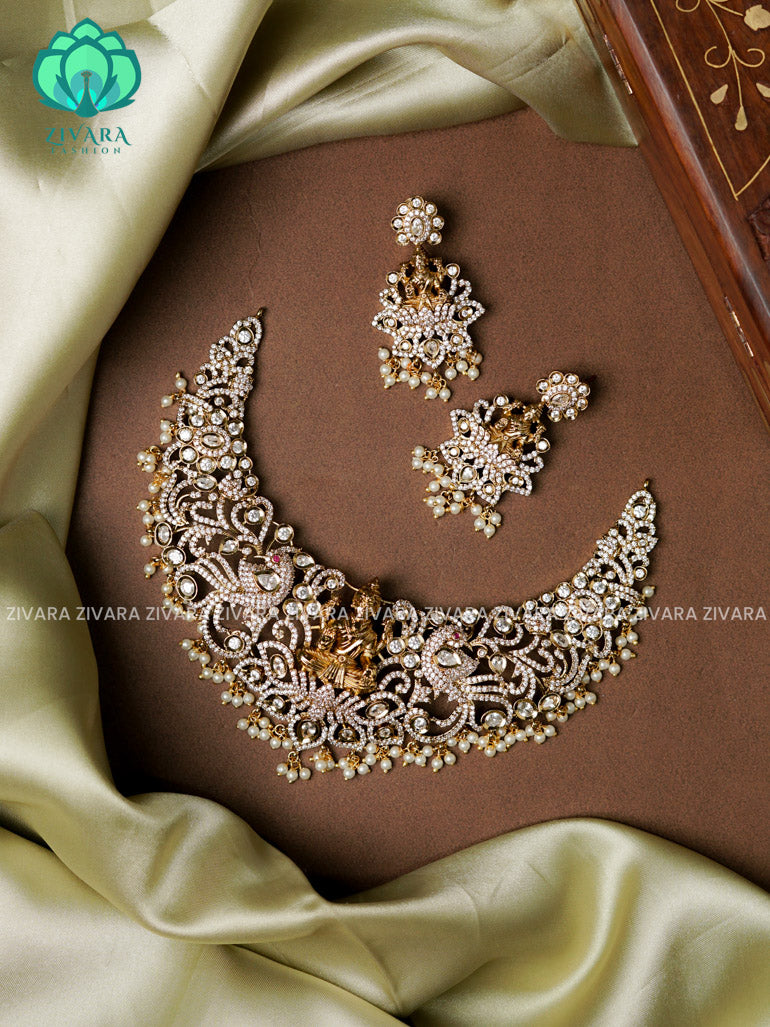 HEAVY TEMPLE STONE -Traditional south indian premium neckwear with earrings- Zivara Fashion- latest jewellery design.