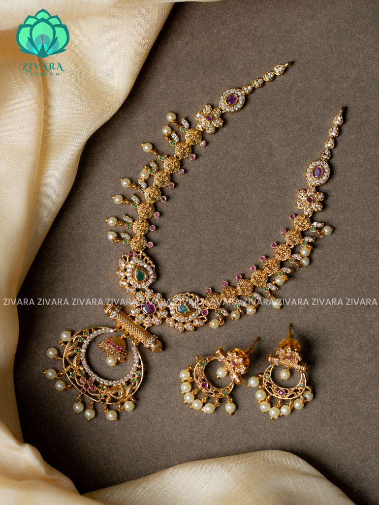 SLENDER Jhumki pendant -Traditional south indian premium neckwear with earrings- Zivara Fashion- latest jewellery design.