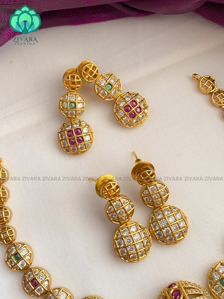 HOTSELLING HALF BALL MOTIF  hasli neckwear with earrings- latest gold look alike collection