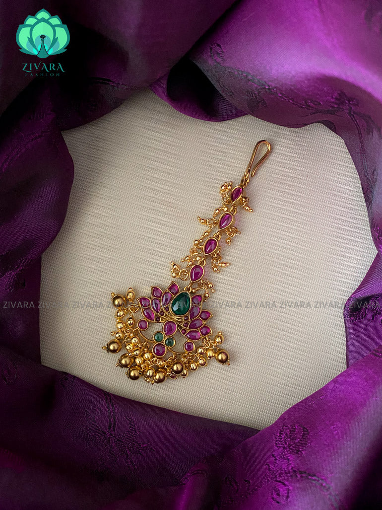 Cz matte lotus bridal maangtikkas - chuttis -latest south indian jewellery collection
