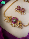Brilliant finish annapakshi cz matte choker with earrings - Bridal  jewellery with earrings-indian bridal jewellery