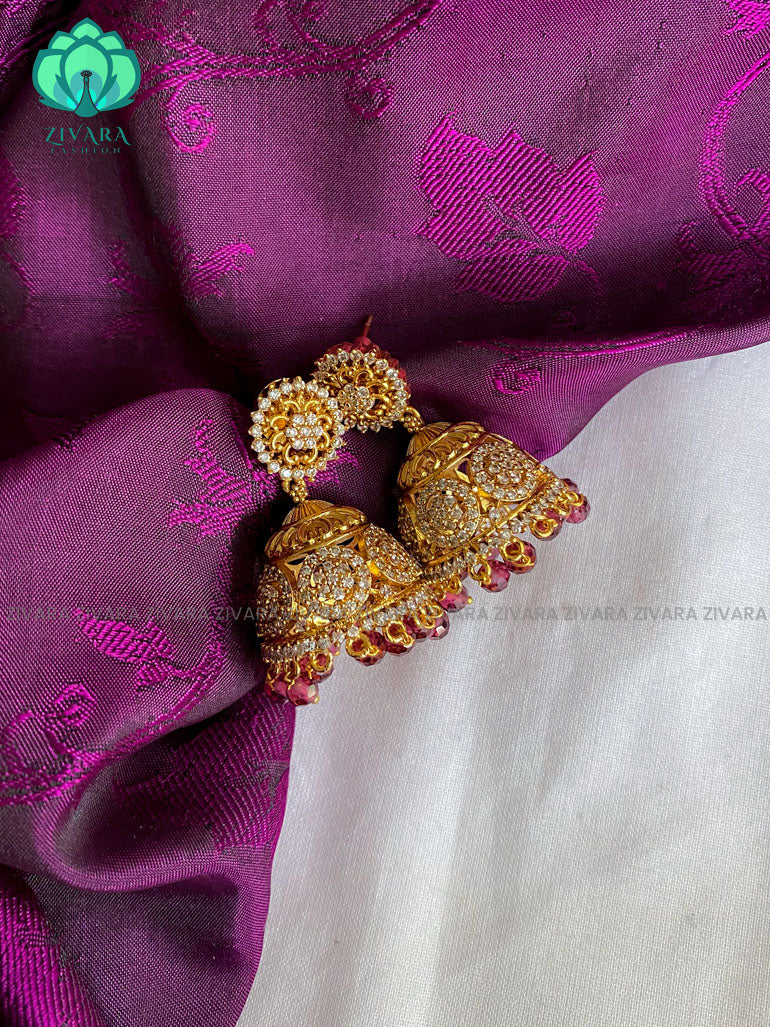 Hotselling AD stone jhumka - latest trending collection-SIZE 2