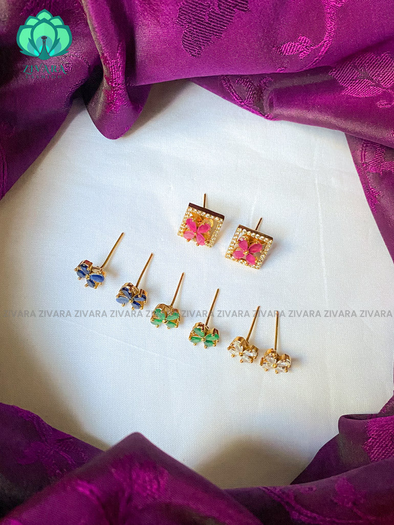 Small square Gold look alike Interchangable studs- latest jewellery collection