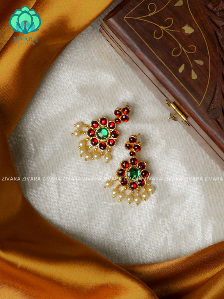 RED AND GREEN - SAMUDRIKA - HANDMADE EARRINGS - latest kemp dance jewellery collection