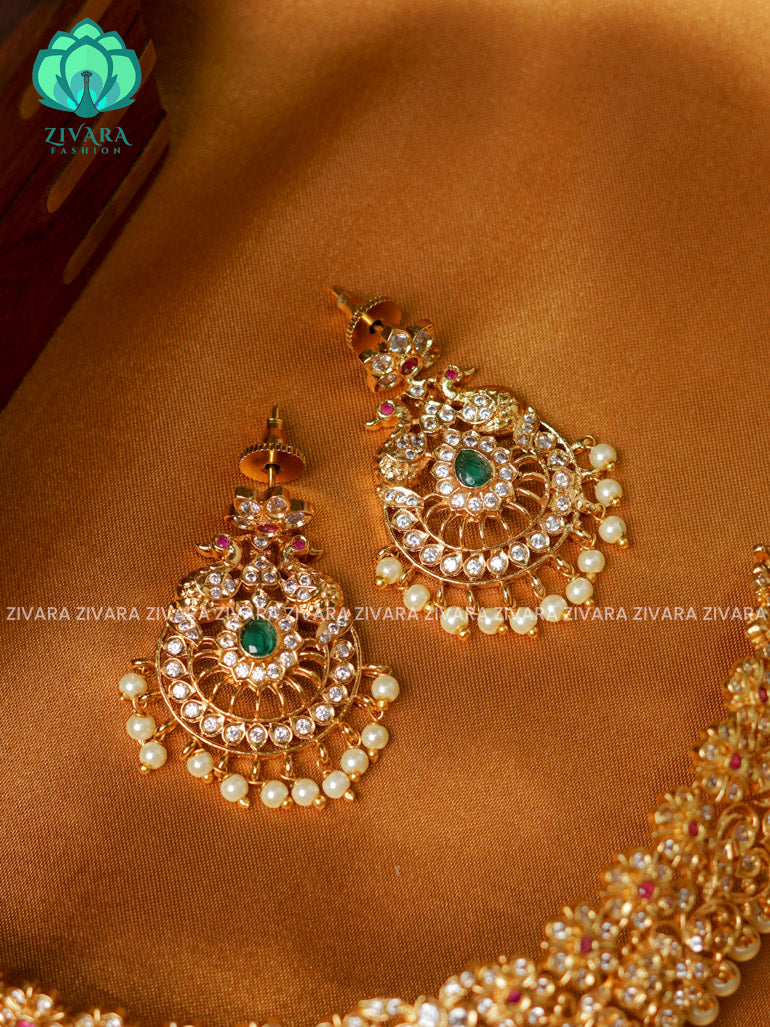 DOUBLE PEACOCK -TRADITIONAL CHOKER COLLECTION WITH EARRINGS- LATEST JEWELLERY COLLECTION
