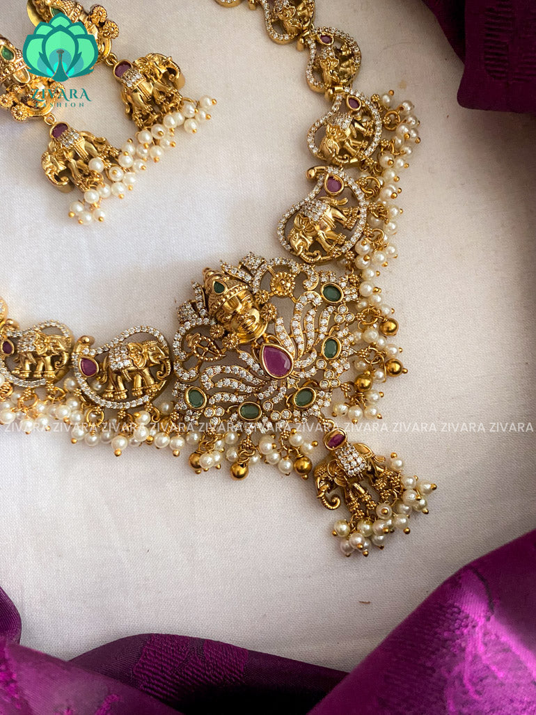 Exuberant Tirumal neckwear with earrings - latest jewellery designs- Zivara Fashion