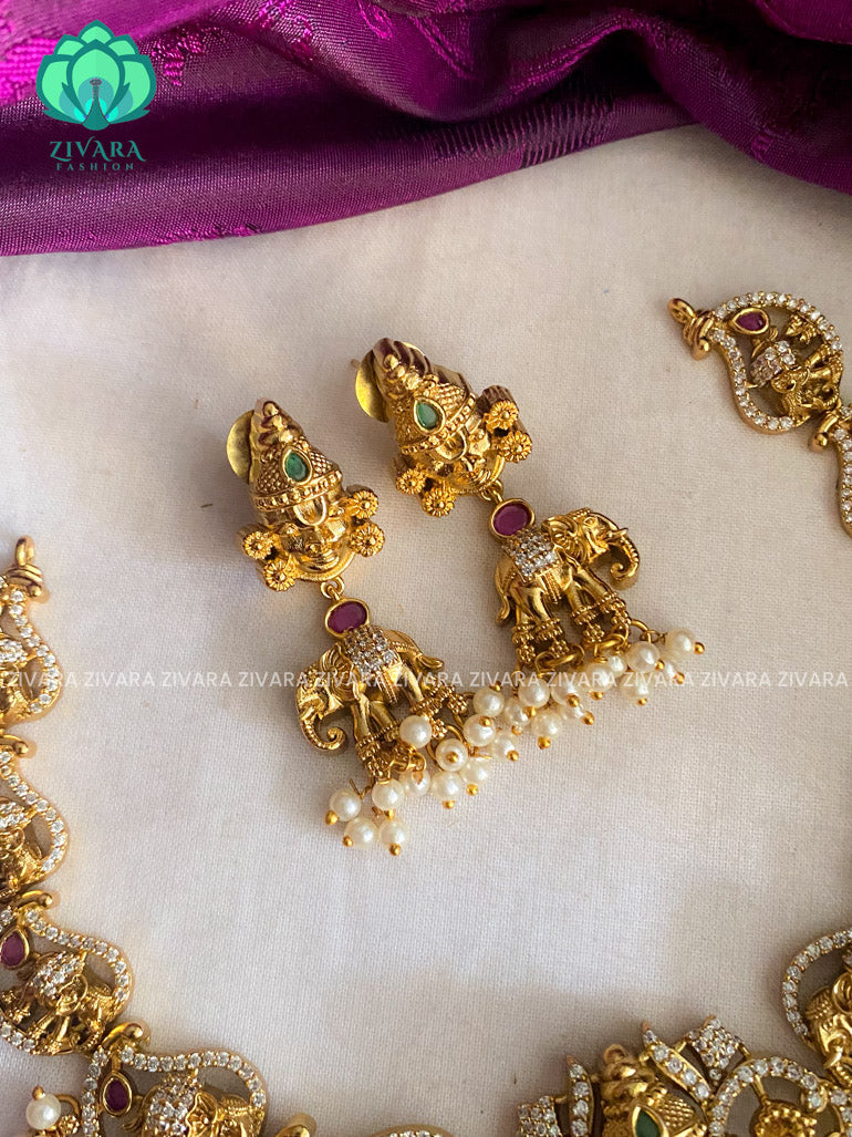 Exuberant Tirumal neckwear with earrings - latest jewellery designs- Zivara Fashion