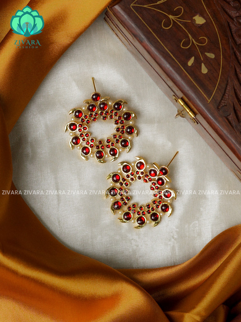RED - MAGUDAM  - HANDMADE EARRINGS - latest kemp dance jewellery collection