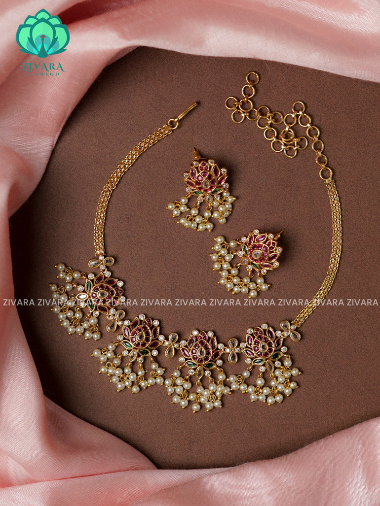 Lotus -TRADITIONAL CHOKER COLLECTION WITH EARRINGS- LATEST JEWELLERY COLLECTION