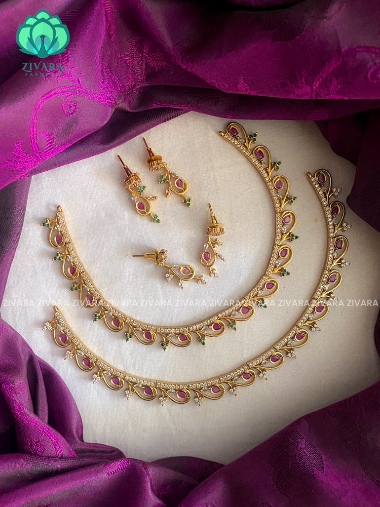 Kids friendly floral neckwear with earrings - latest jewellery designs- Zivara Fashion