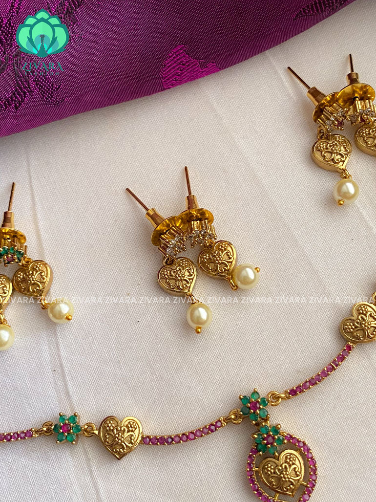 Glamourous elegant neckwear with earrings- Swarna-latest pocket friendly south indian jewellery collection