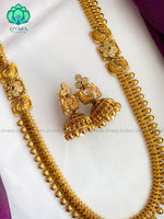 Motif free annapakshi mogapu haaram with earrings- CZ Matte Finish- Zivara Fashion