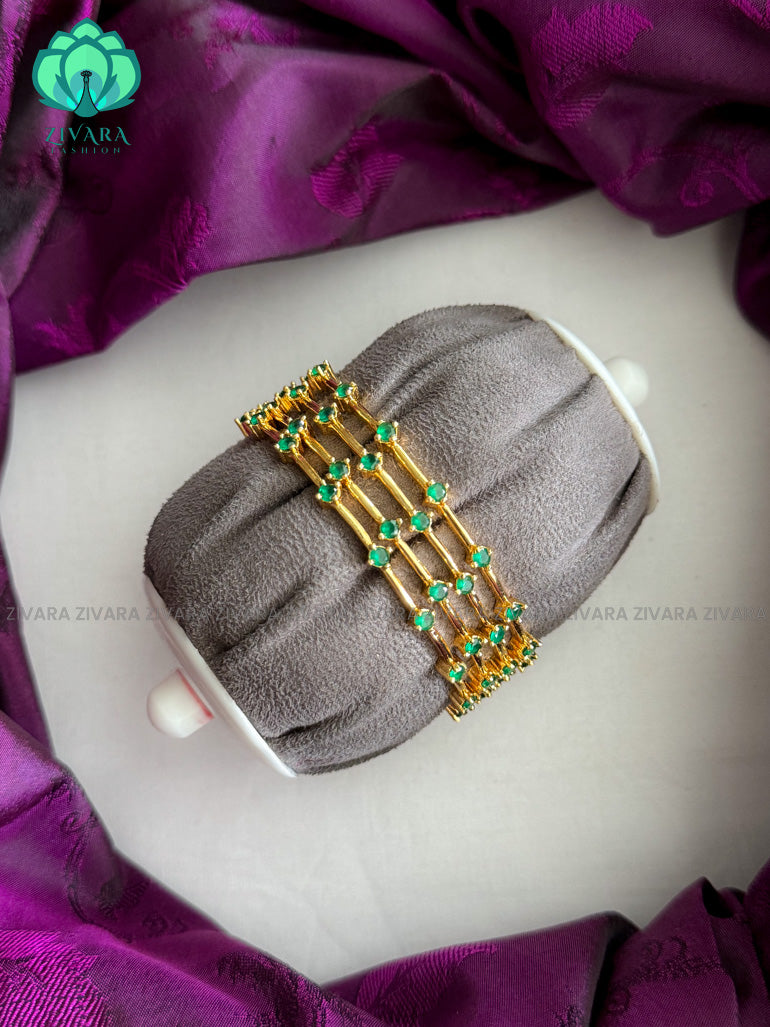 4 piece microgold polish green stone bangles- latest bangle collection