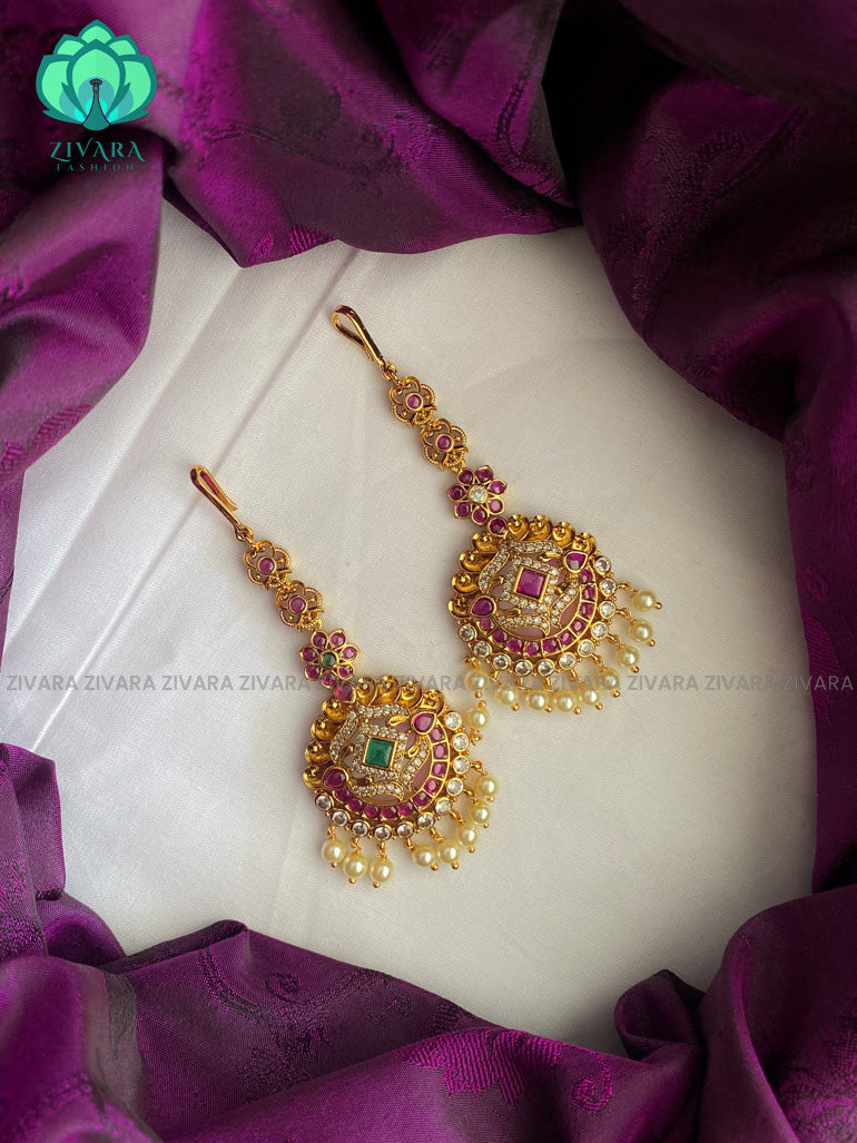 Cz matte temple bridal maangtikkas - chuttis -latest south indian jewellery collection