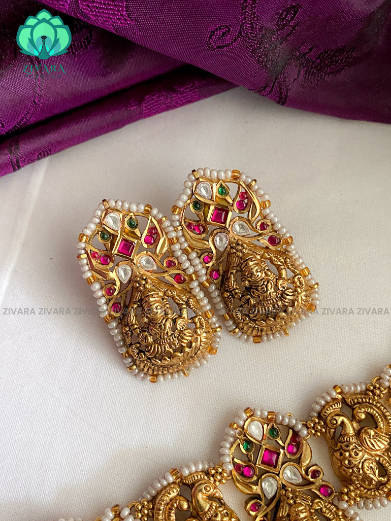 Bridal vintage jadau look alike choker with earrings  - Bridal  jewellery with earrings-indian bridal jewellery
