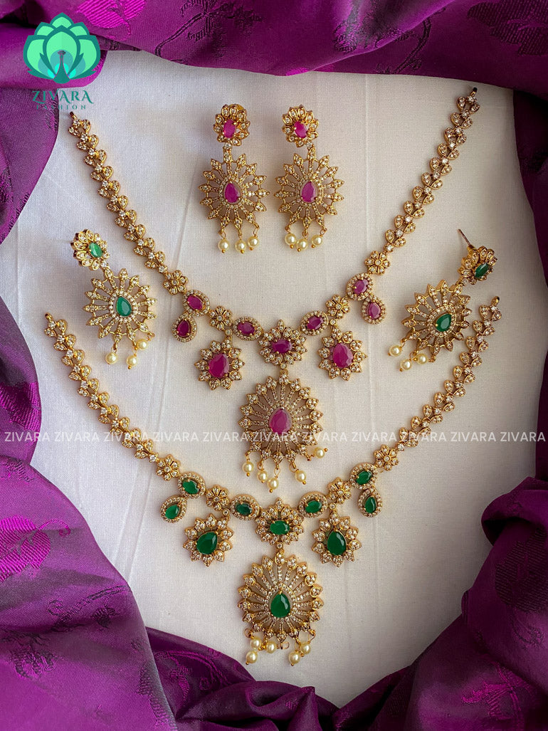 AD MOTIF FREE neckwear with earrings- Swarna-latest pocket friendly south indian jewellery collection