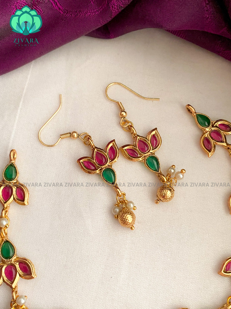 Lotus neckwear with earrings- Normal matte finish - latest collection
