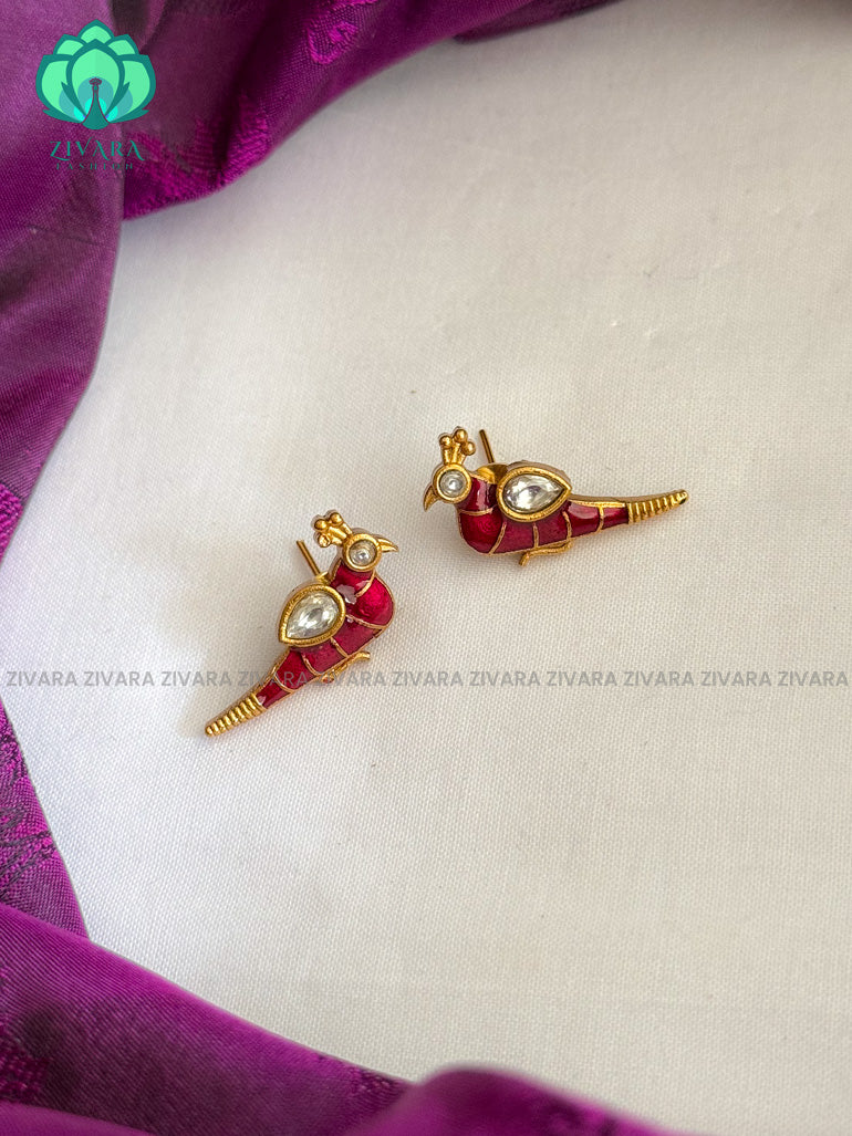 Hotselling enamel parrot studs-  latest jewellery collection