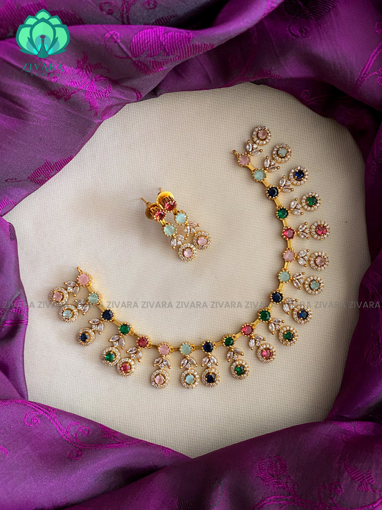 Multicolour  cute motof free elegant Neckwear with earrings- Zivara Fashion- latest design imitation jewellery