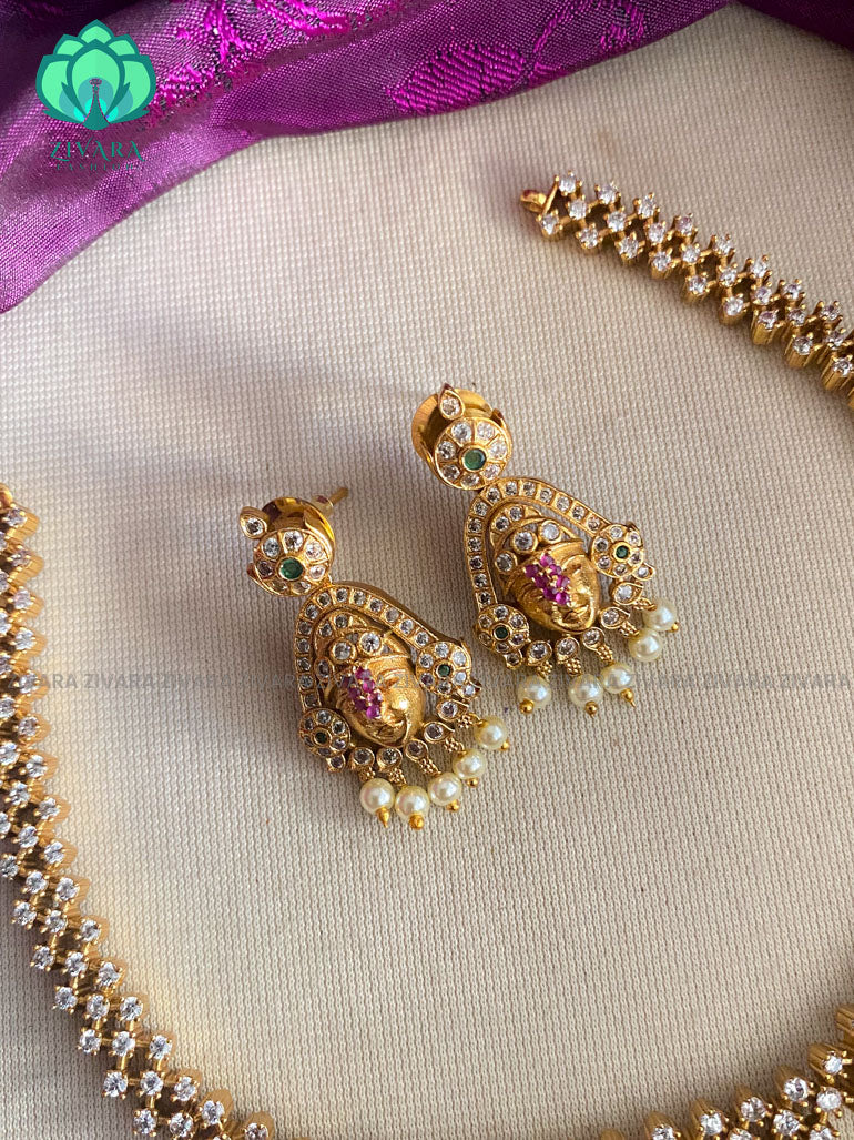 Unique tirumal pendant neckwear with earrings - Zivara Fashion