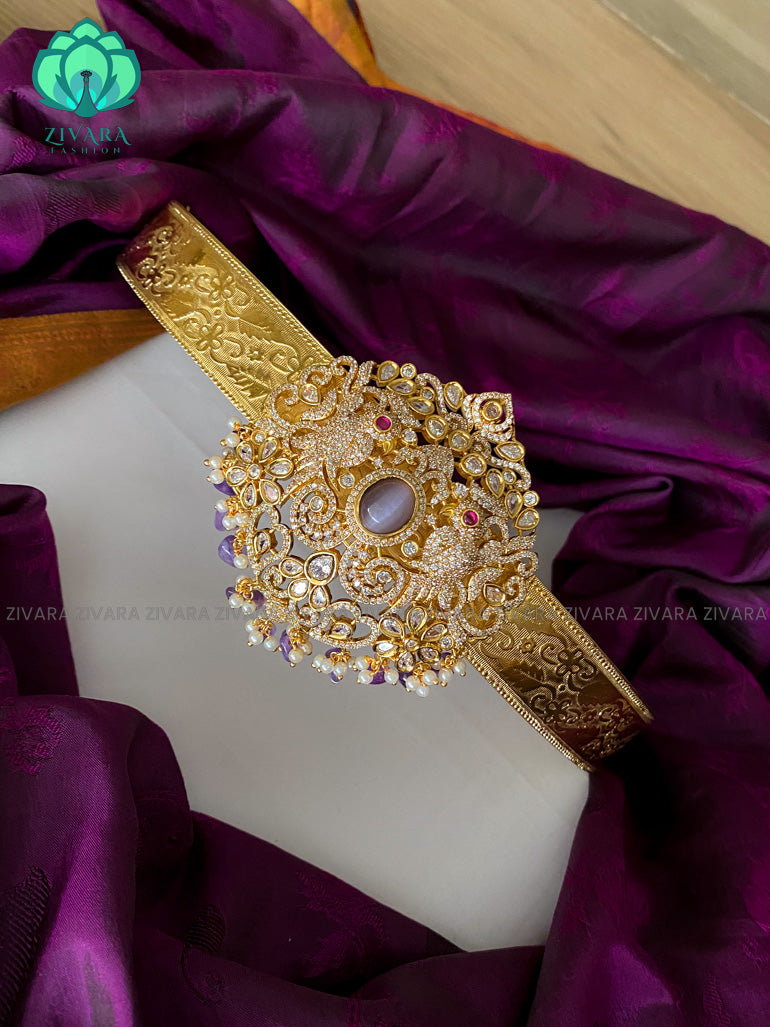 Cz matte gold look alike pendant bridal hipbelts (28 to 40 inches )  - latest bridal collection