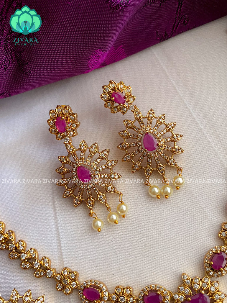 AD MOTIF FREE neckwear with earrings- Swarna-latest pocket friendly south indian jewellery collection