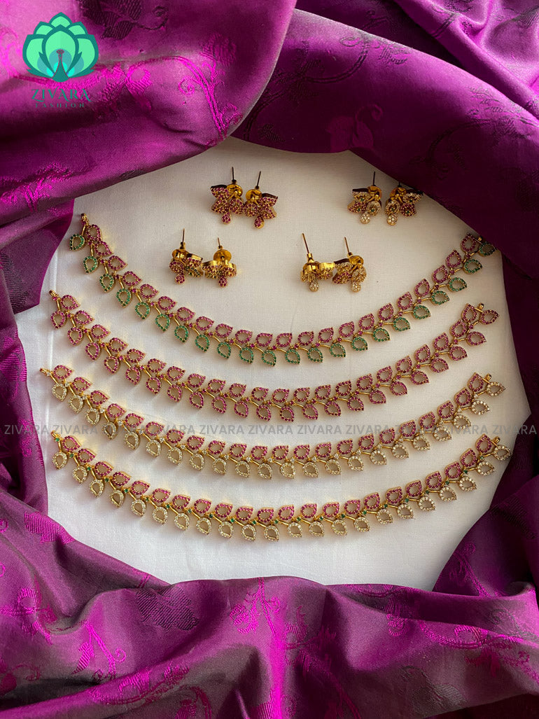 Leaf AD elegant neckwear with earrings - latest jewellery designs- Zivara Fashion