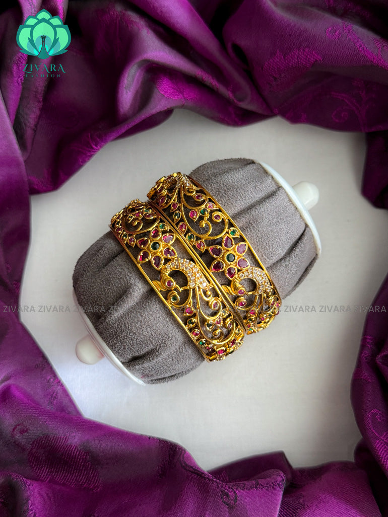 2 piece premium matte polish floral bangles-latest bangles design