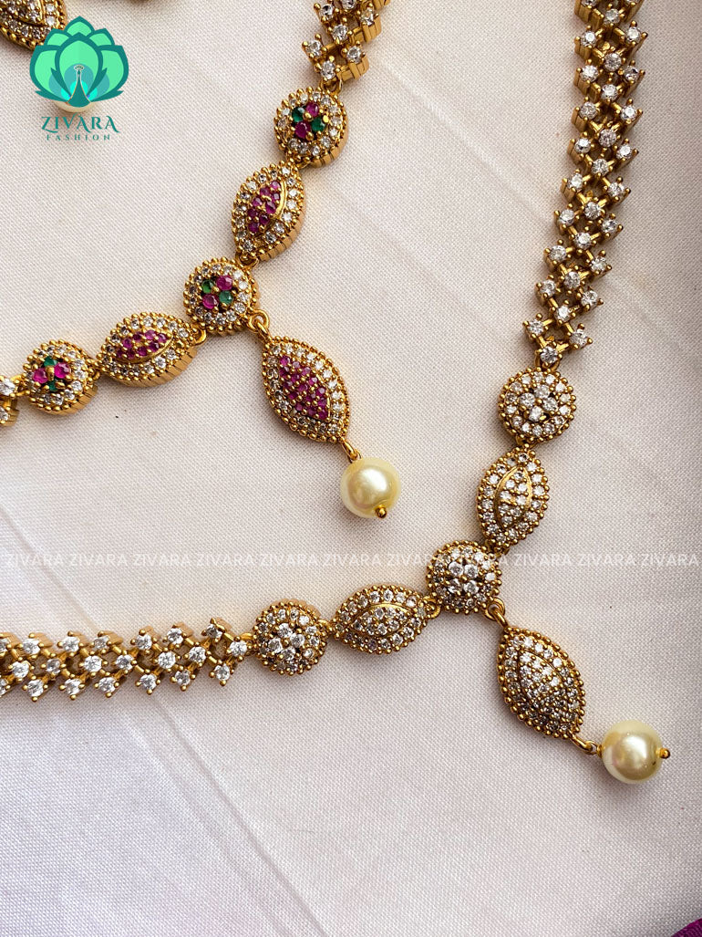 AD motif free neckwear with earrings- Swarna-latest pocket friendly south indian jewellery collection