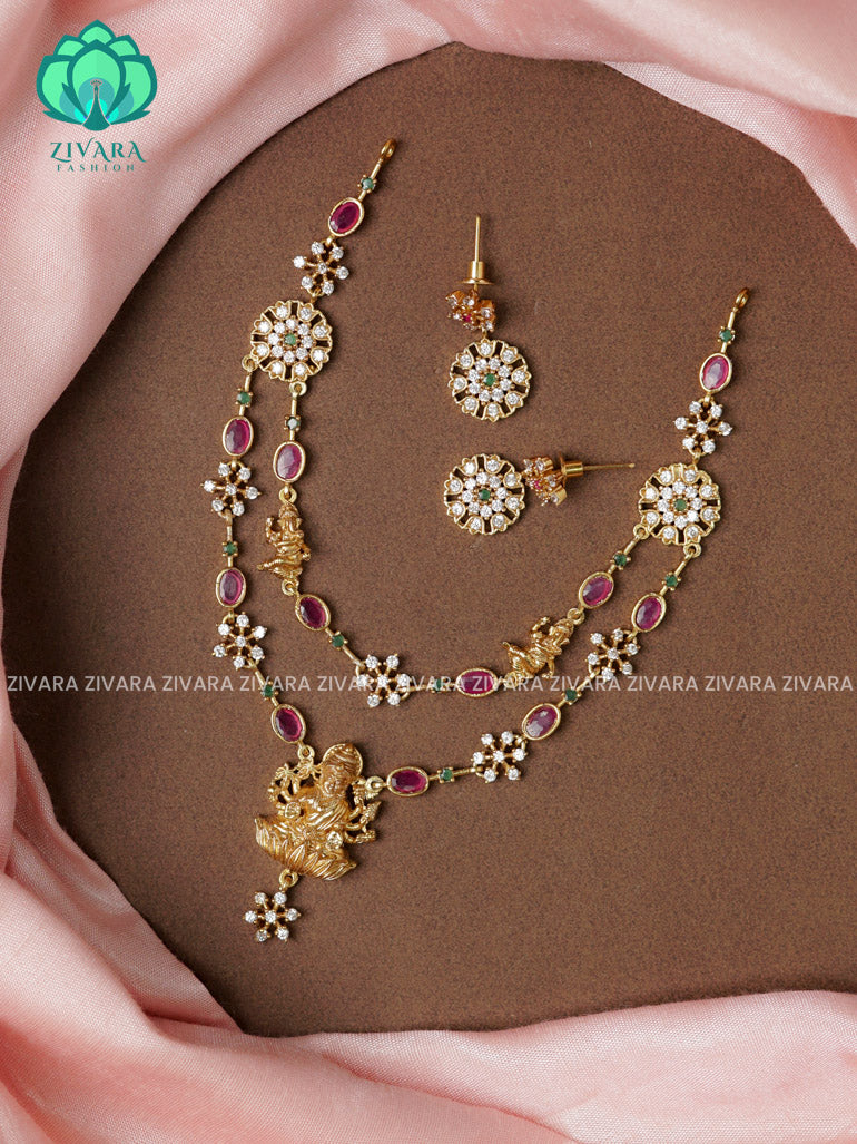 STEP TEMPLE -Traditional south indian premium neckwear with earrings- Zivara Fashion- latest jewellery design.