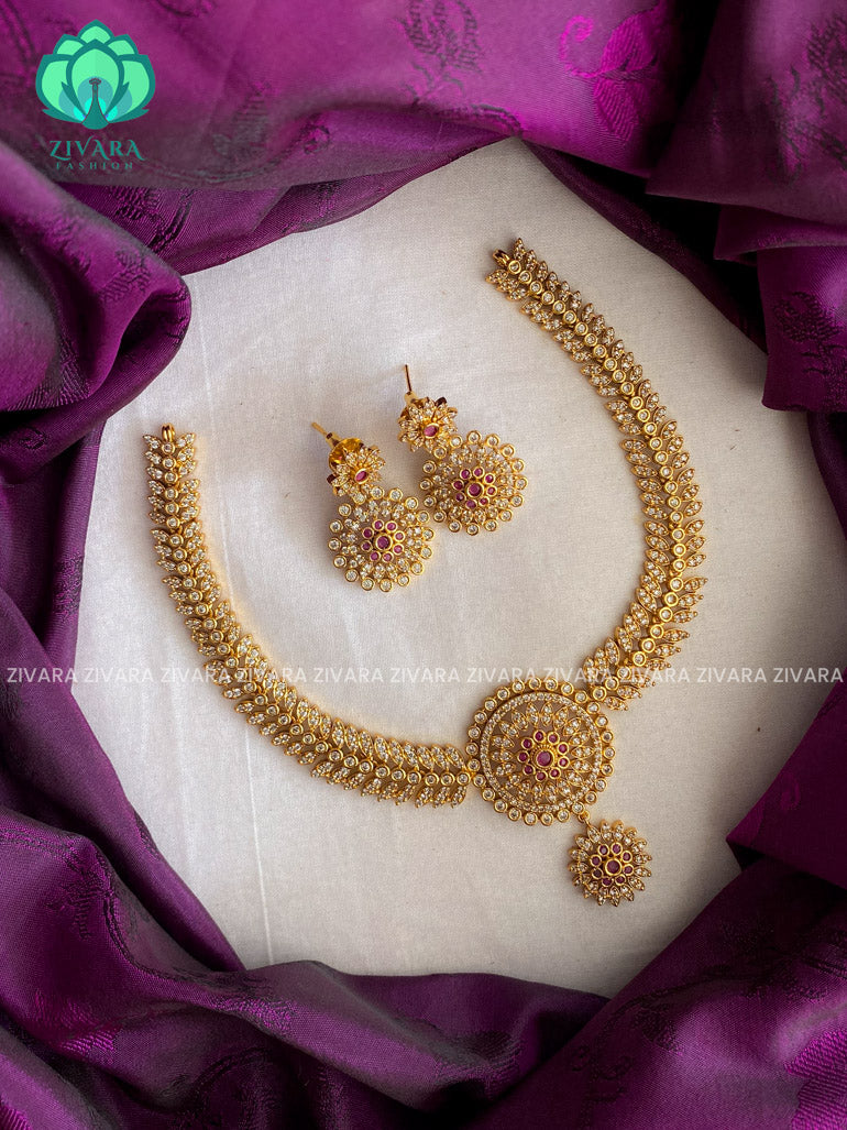 Elegant ad stone with earrings-Swarna- latest pocket friendly south indian jewellery collection