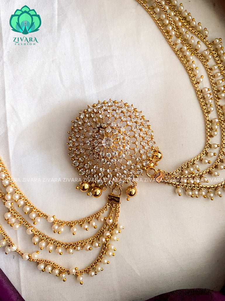 Bun pin with  CZ MATTE  STONE HEAVY maatal- south indian kemp bridal accessory