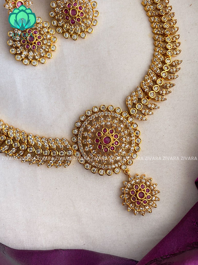 Elegant ad stone with earrings-Swarna- latest pocket friendly south indian jewellery collection