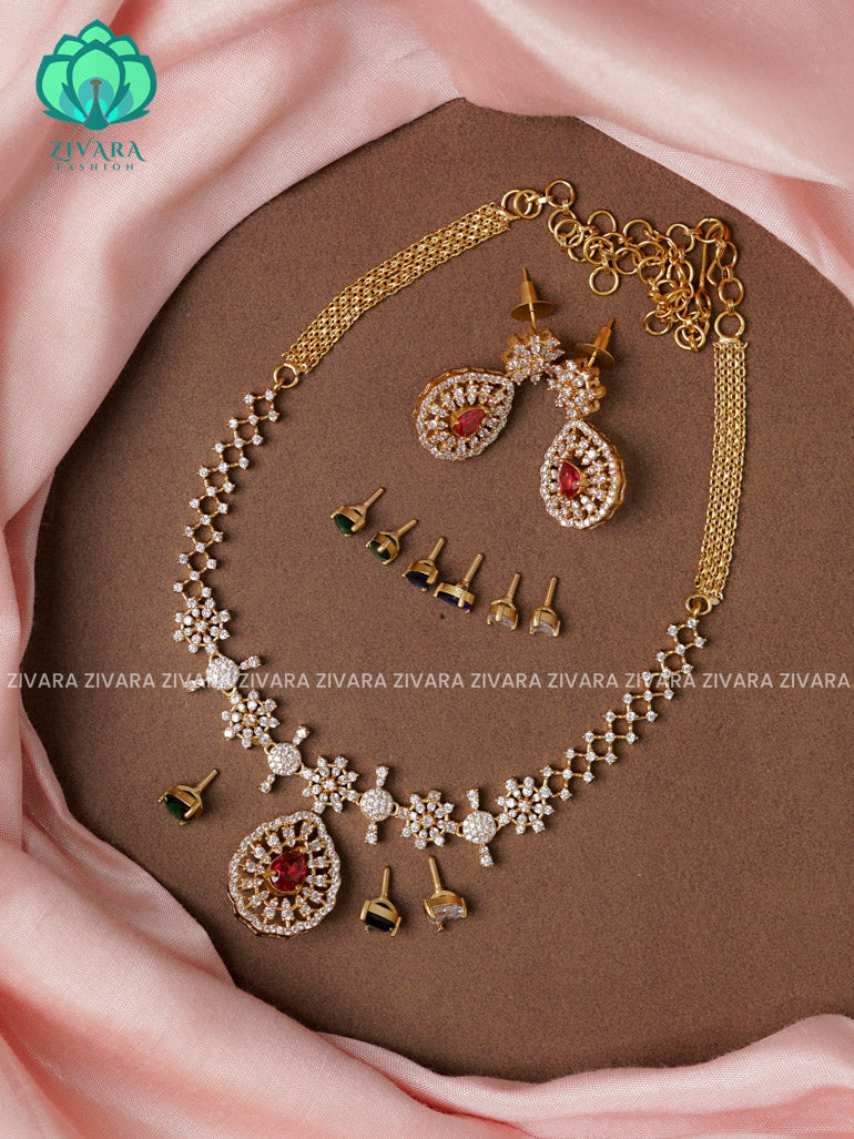 Interchangable hotselling CHOKER with earrings - latest pocket friendly south indian jewellery collection