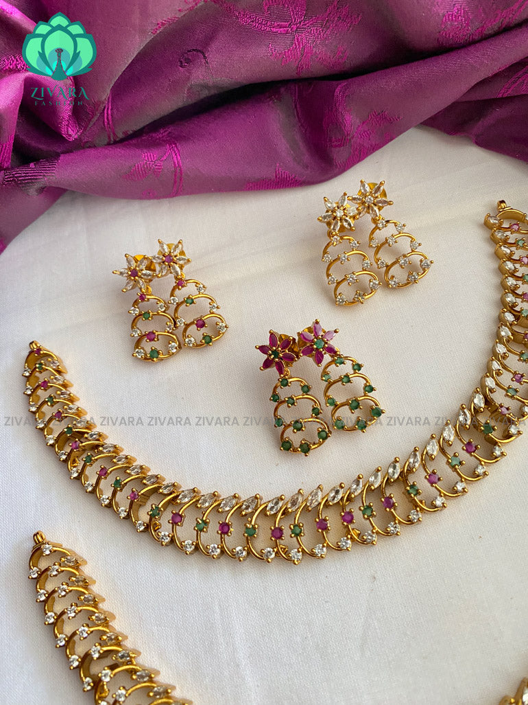 Motif freenelegant neckwear with earrings- Swarna-latest pocket friendly south indian jewellery collection