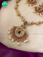 Cute Ad pendant stone neckwear with earrings   - Premium quality CZ Matte collection-south indian jewellery