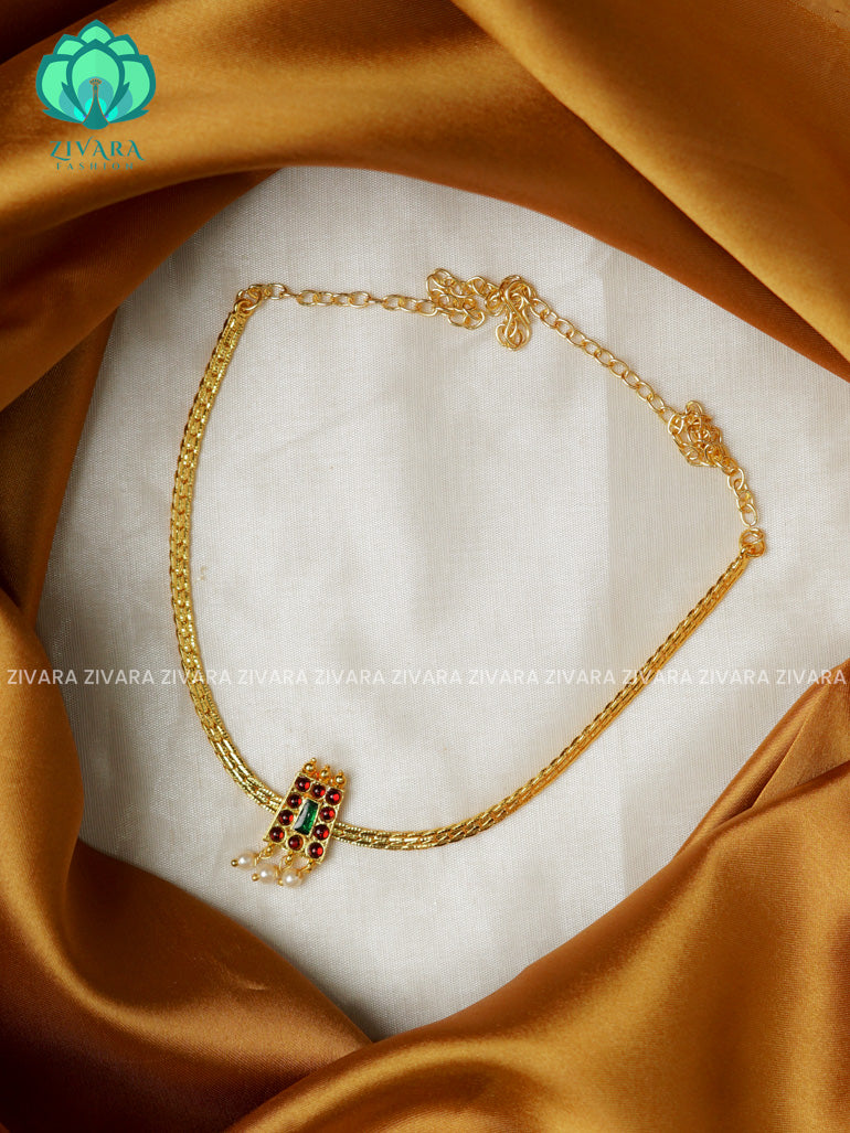 Red and Green- MARUTHI - Simple kemp attigai neckwear - latest kemp dance jewellery collection